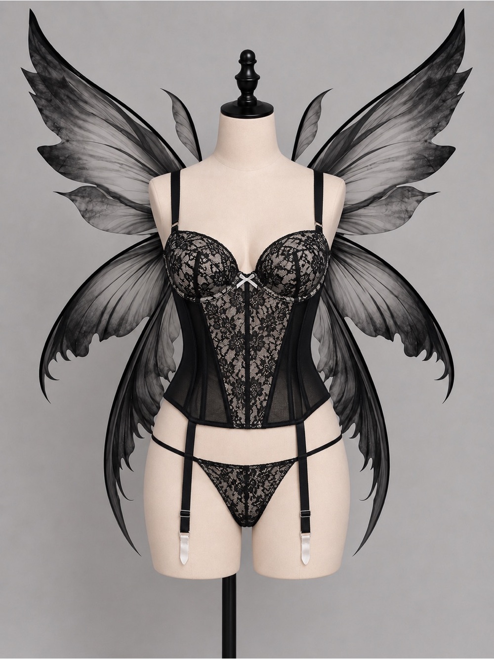 Victoria's Secret (Very Sexy) Black Lace Bustier with Garter Straps